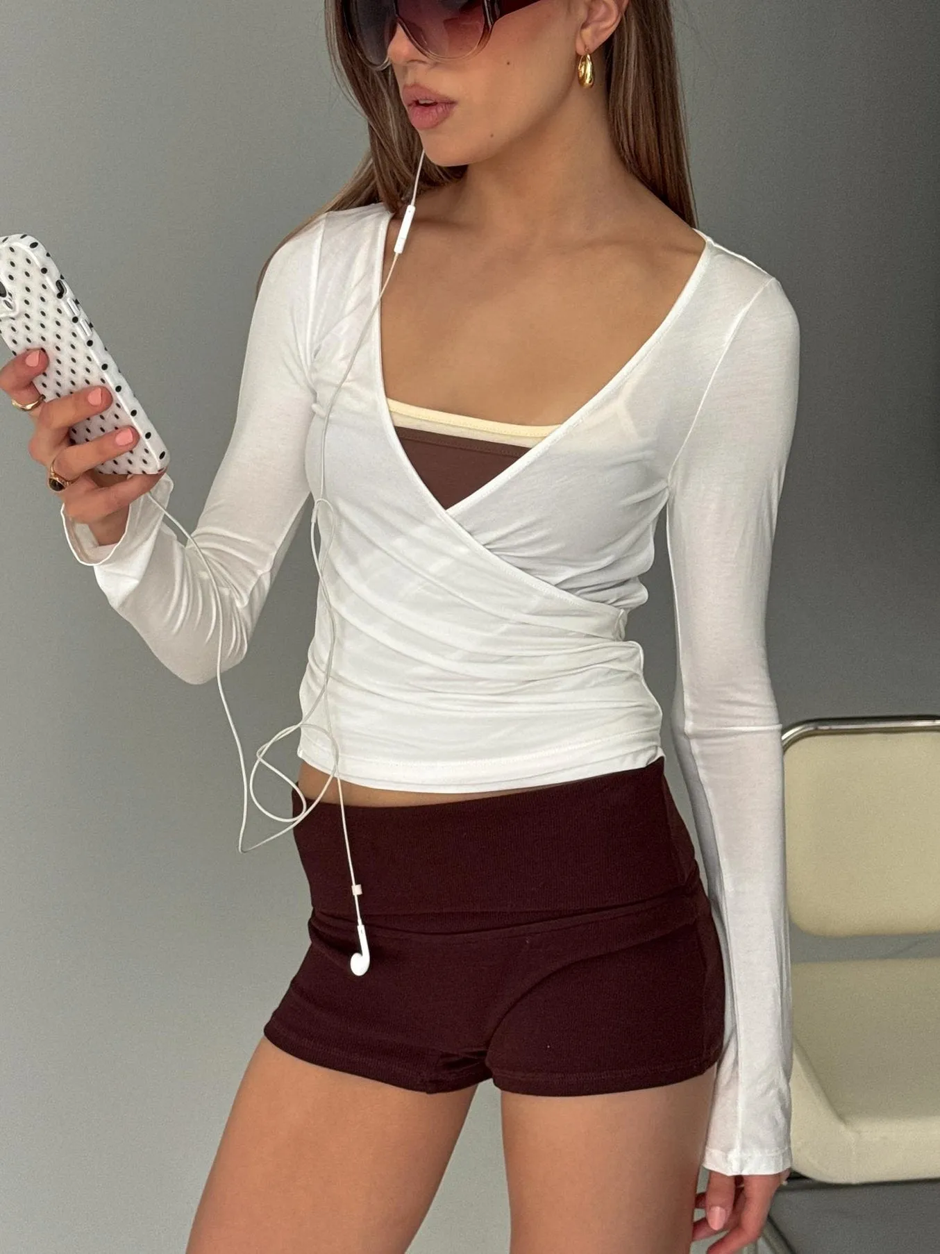 Sylka Long Sleeve Jersey Wrap Top White sold by Princess Polly