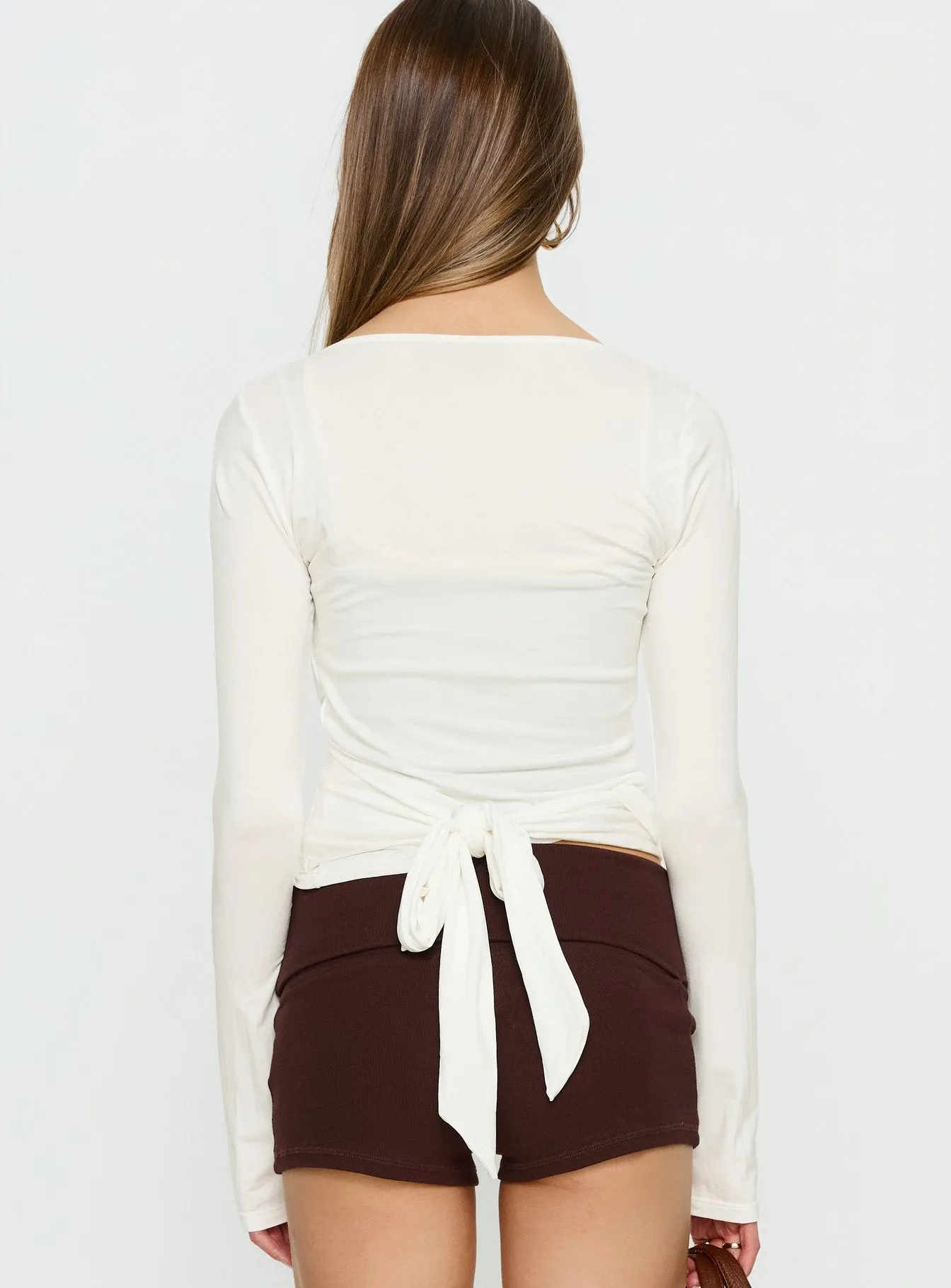 Sylka Long Sleeve Jersey Wrap Top White sold by Princess Polly product image thumbnail 5