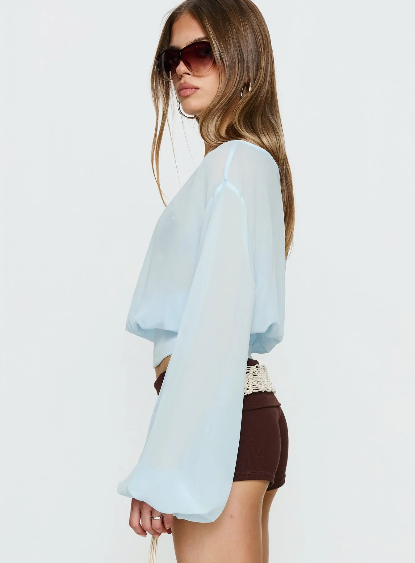 Idalina Slouchy Chiffon Top Blue sold by Princess Polly product image thumbnail 4