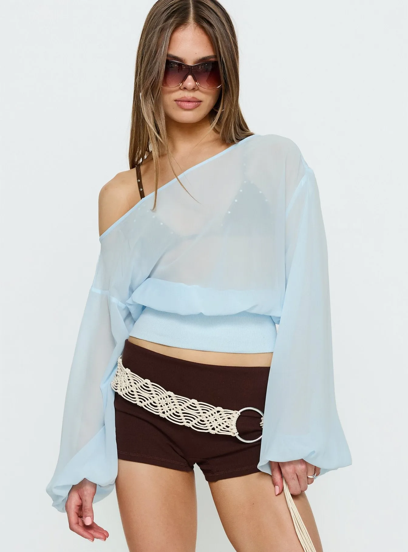 Idalina Slouchy Chiffon Top Blue sold by Princess Polly product image thumbnail 2