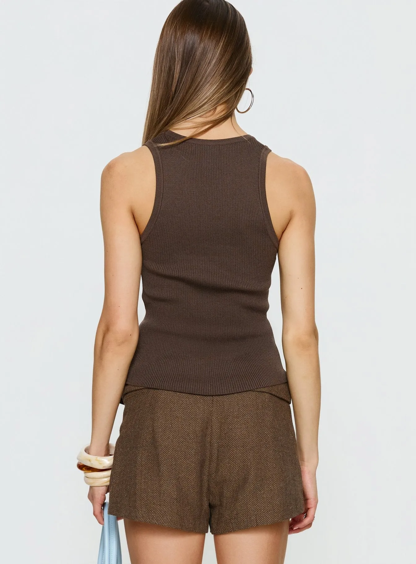 Kyrella Longline Tank Top Chocolate sold by Princess Polly product image thumbnail 5