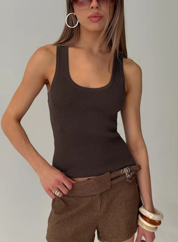 Kyrella Longline Tank Top Chocolate sold by Princess Polly