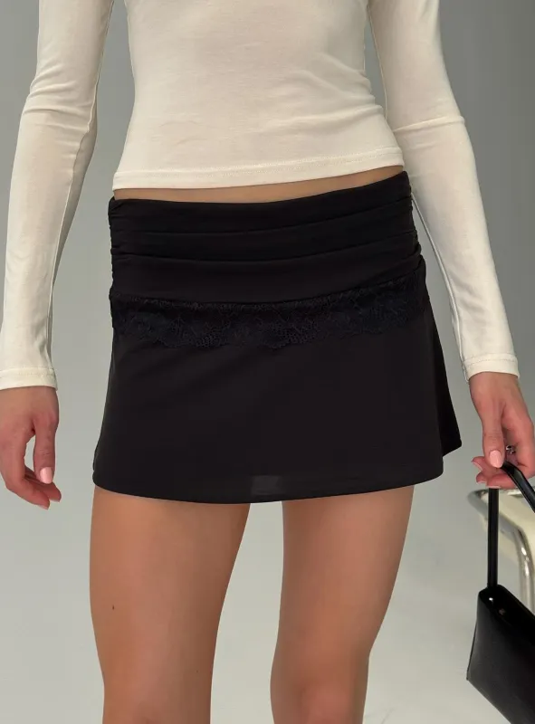 Amia Lace Mini Skirt Black sold by Princess Polly