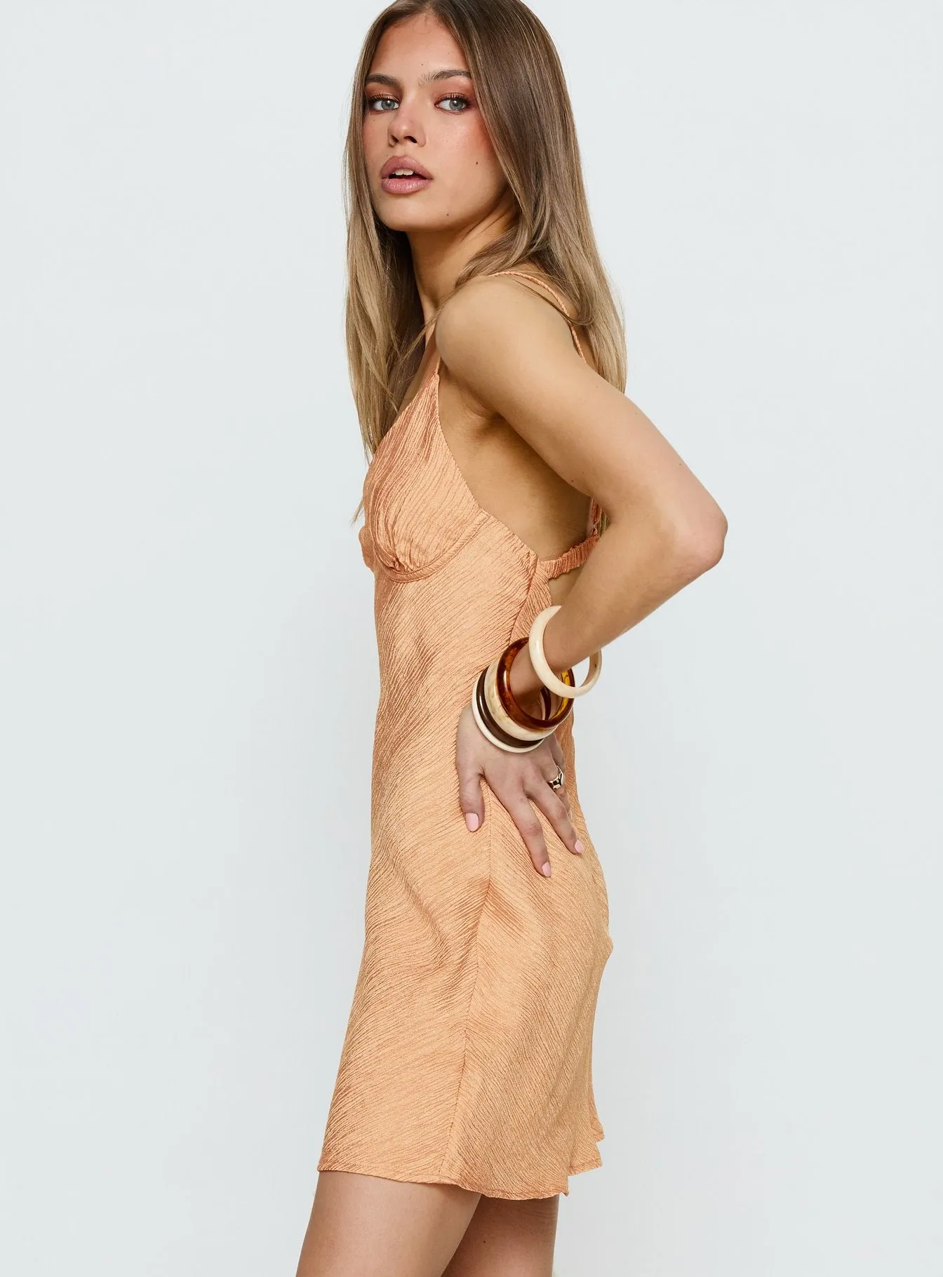 Makaia Balconette Mini Dress Sorbet Orange sold by Princess Polly product image thumbnail 3