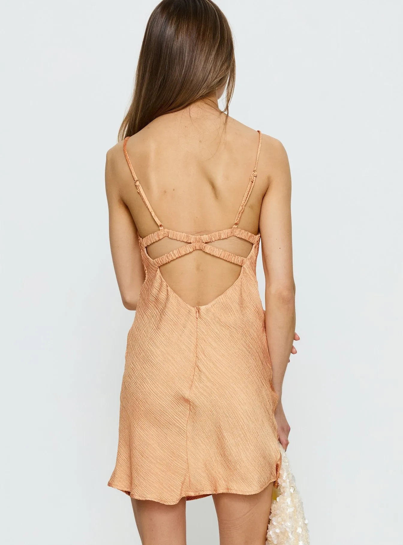 Makaia Balconette Mini Dress Sorbet Orange sold by Princess Polly product image thumbnail 4