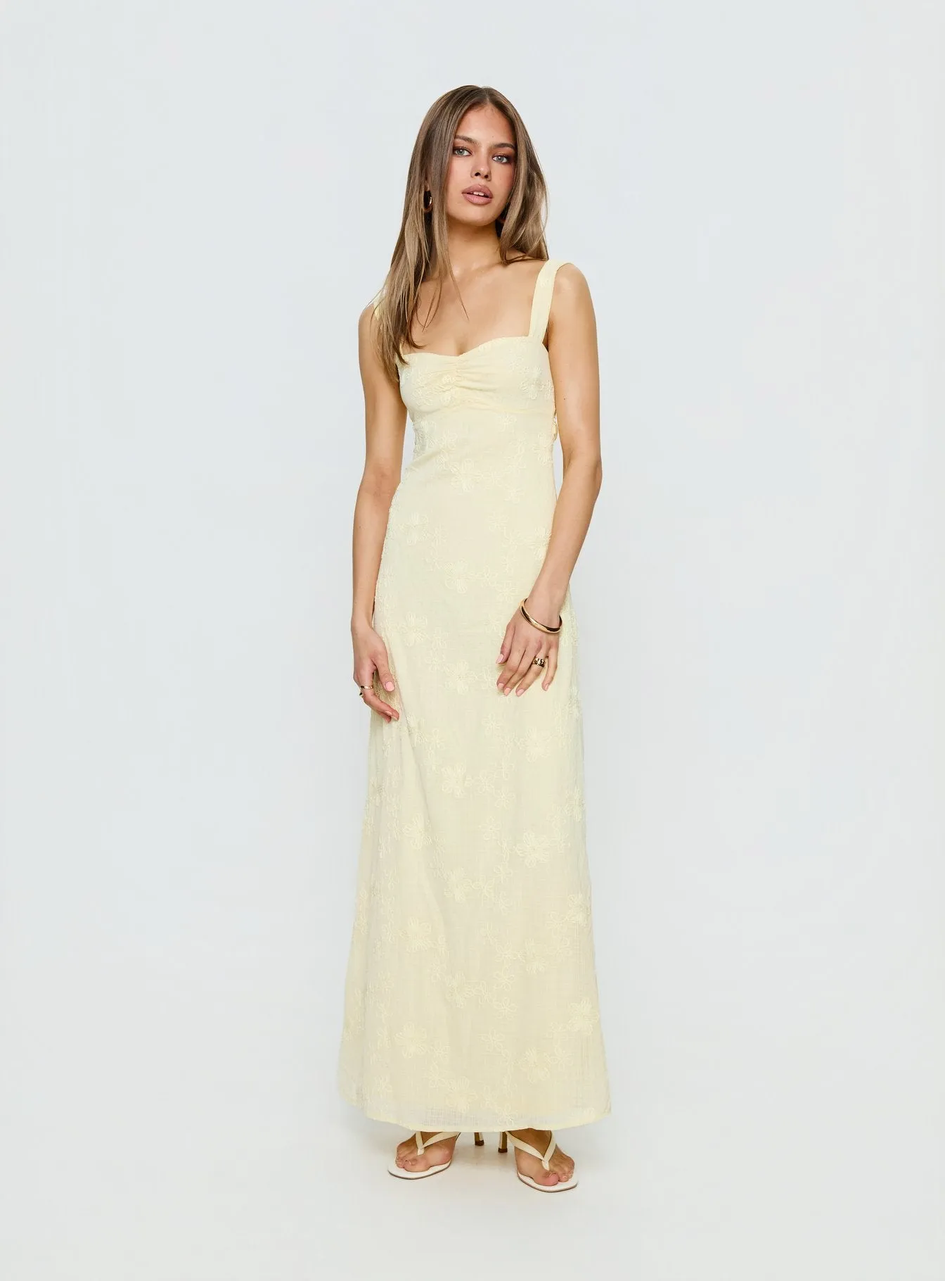 Maisone Broderie Maxi Dress Lemon sold by Princess Polly product image thumbnail 2