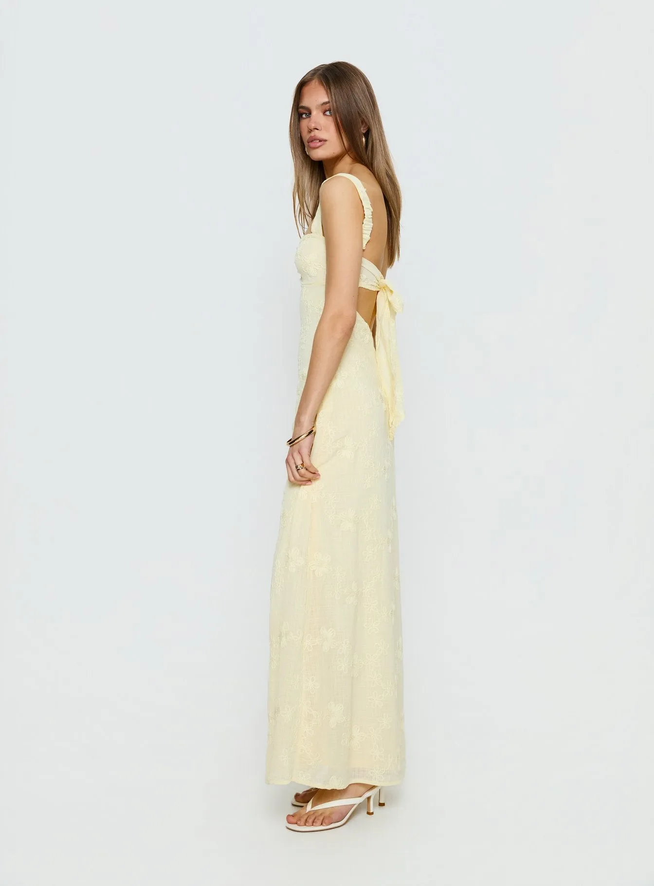Maisone Broderie Maxi Dress Lemon sold by Princess Polly product image thumbnail 3