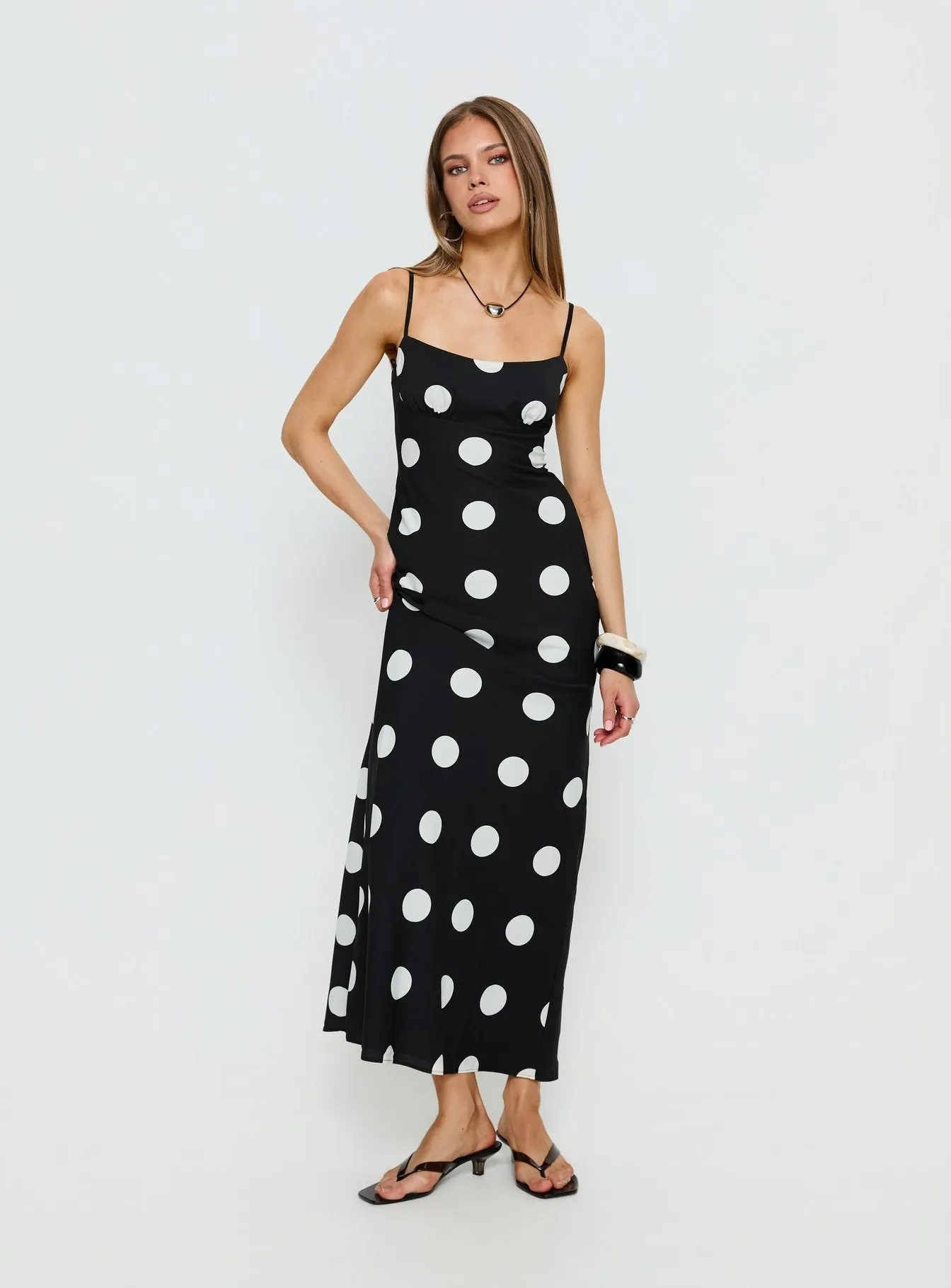 Avienna Maxi Dress Black Polka Dot sold by Princess Polly