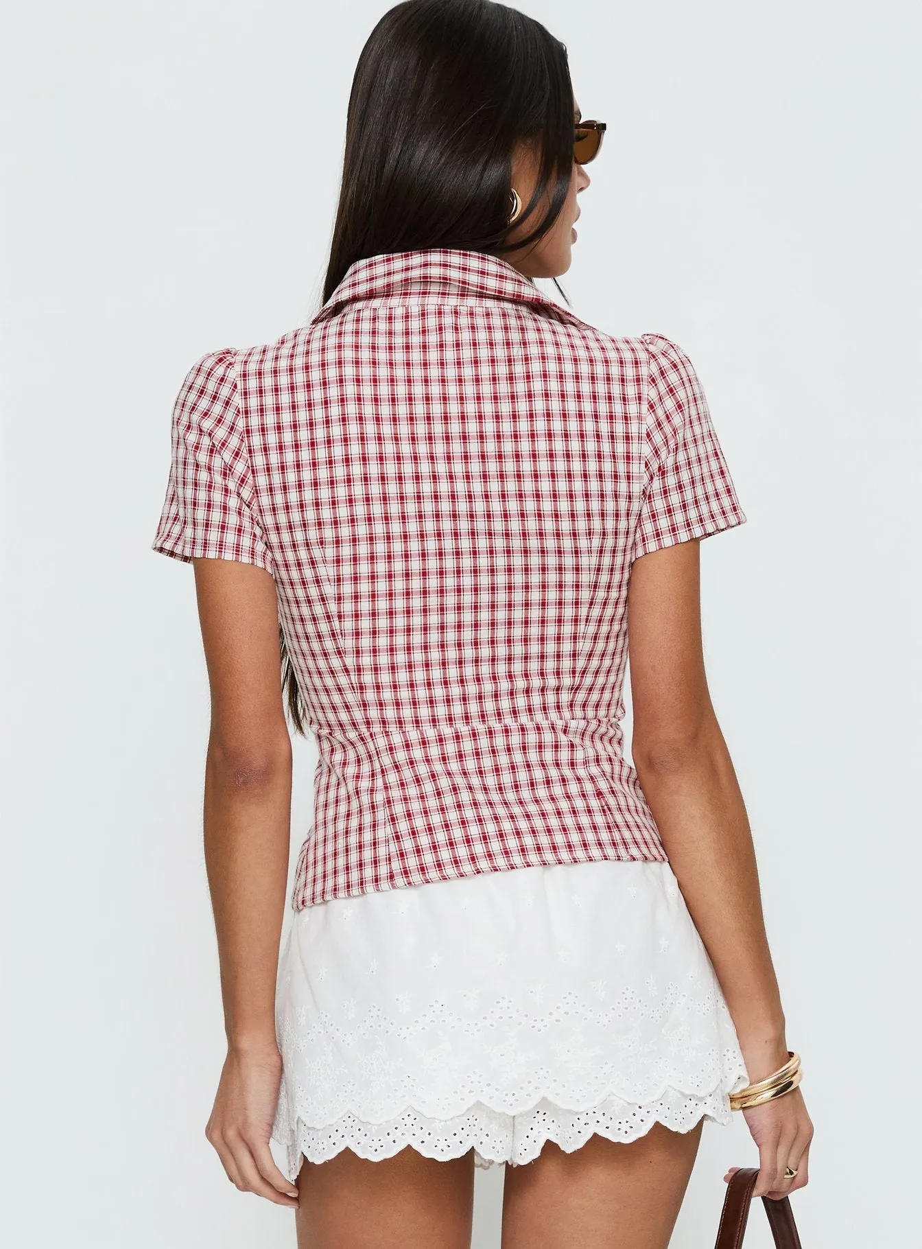What A Show Button Up Top Red Check sold by Princess Polly product image thumbnail 4