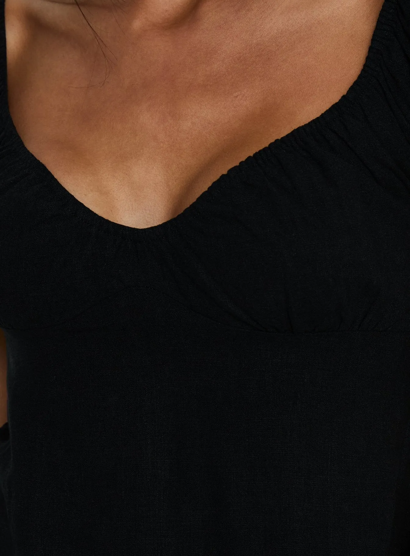 With Pleasure Puff Sleeve Linen Blouse Top Black sold by Princess Polly product image thumbnail 5