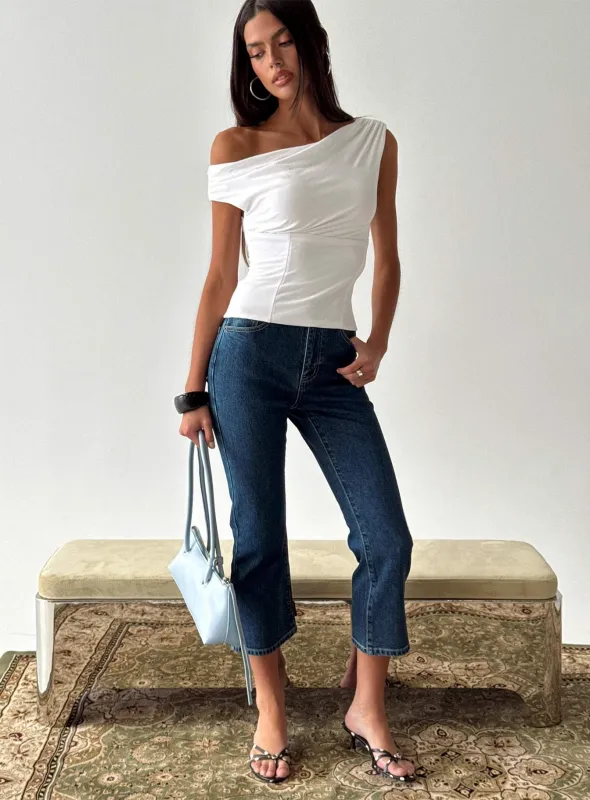 Cindee High Rise Cropped Jeans Mid Blue Wash sold by Princess Polly