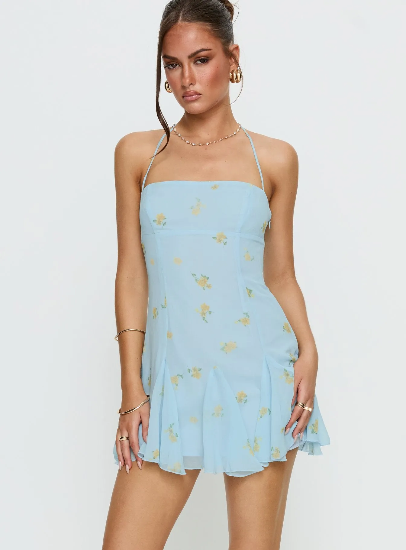 Delamere Mini Dress Pastel Blue Floral sold by Princess Polly product image thumbnail 2