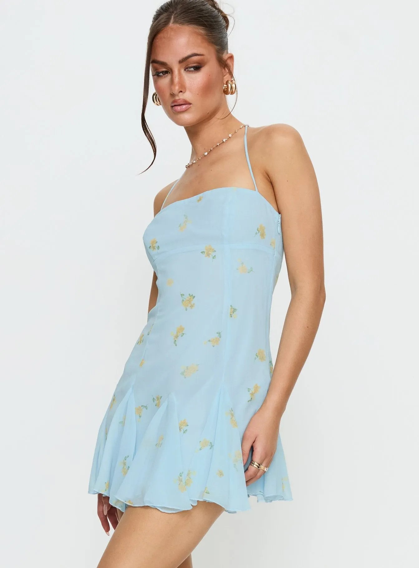 Delamere Mini Dress Pastel Blue Floral sold by Princess Polly product image thumbnail 4