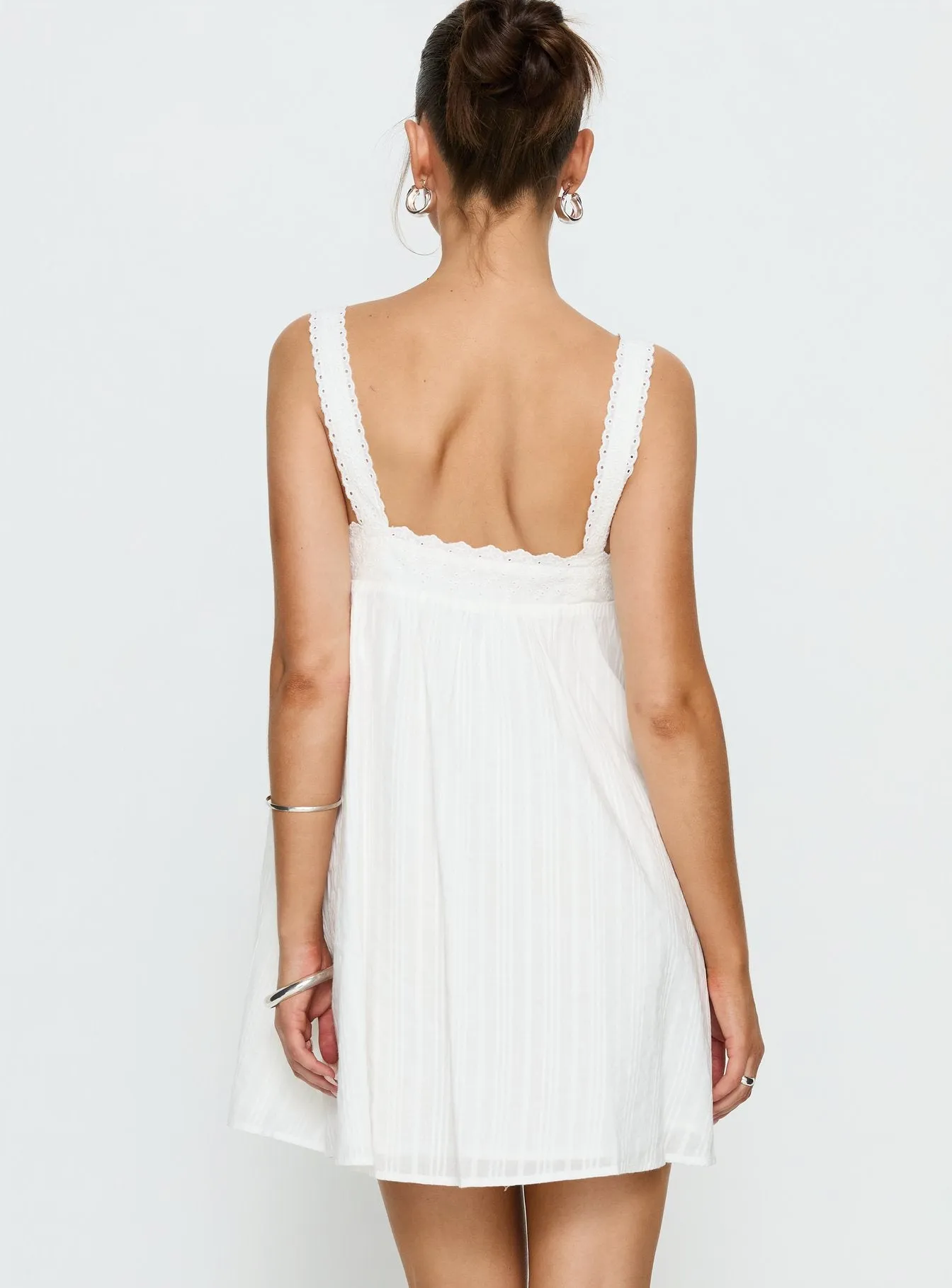 Reason To Stay Lace Trim Floaty Mini Dress White sold by Princess Polly product image thumbnail 5