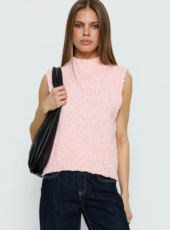 Lanette High Neck Sleeveless Top Soft Pink sold by Princess Polly