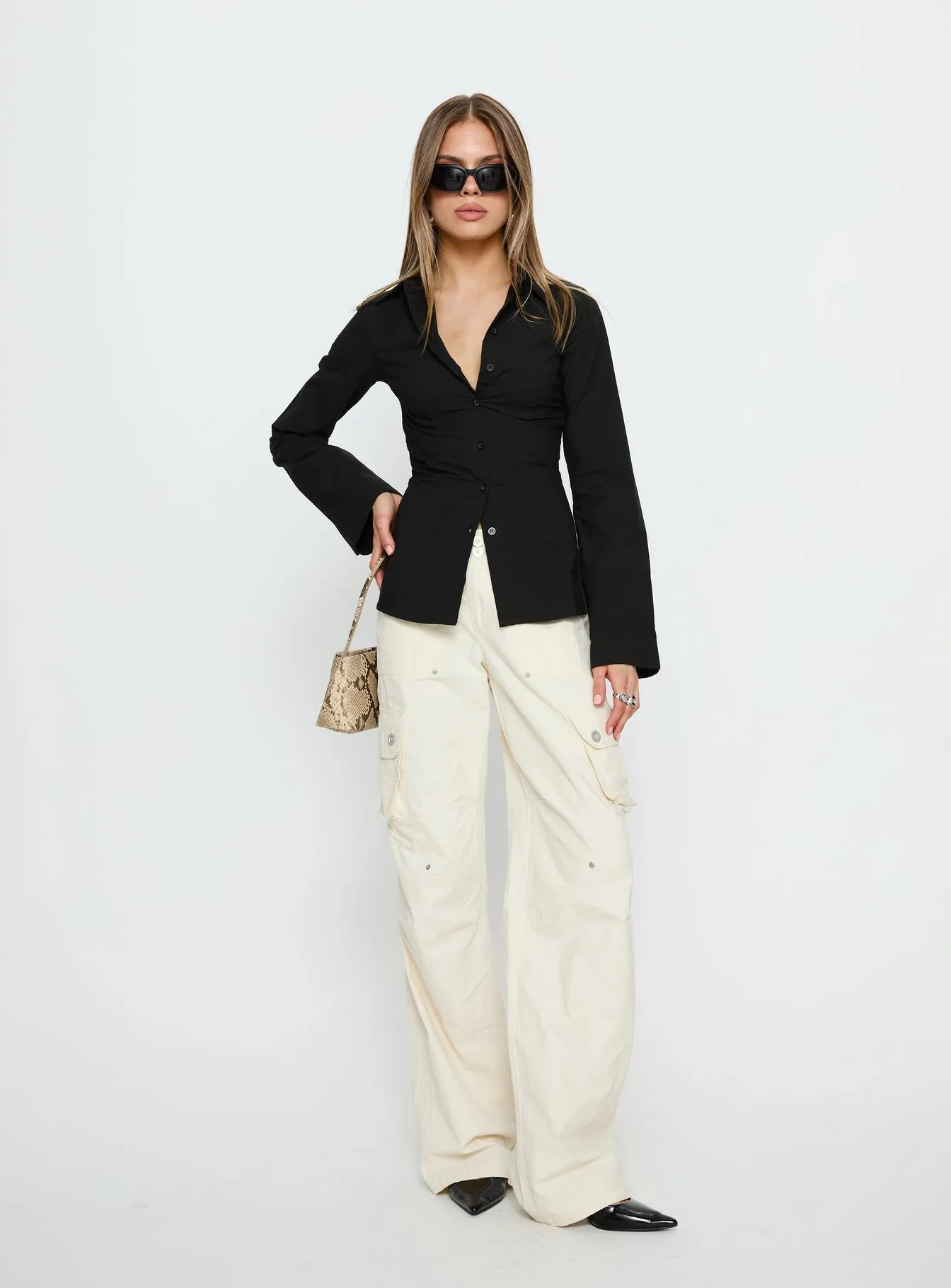 Lesper Long Sleeve Tie Back Top Black sold by Princess Polly product image thumbnail 3
