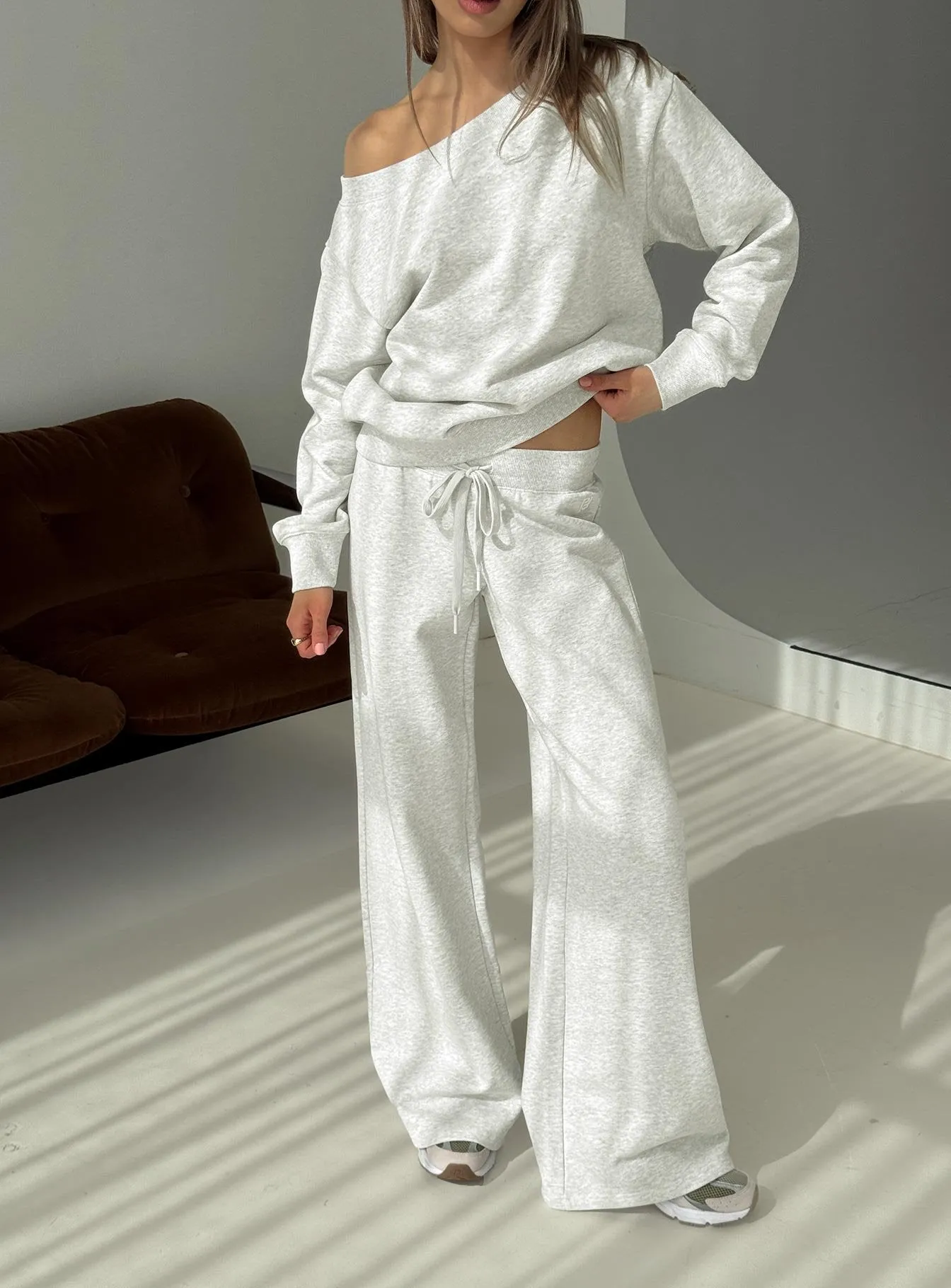 Dodie Wide Leg Pants Grey Marle sold by Princess Polly