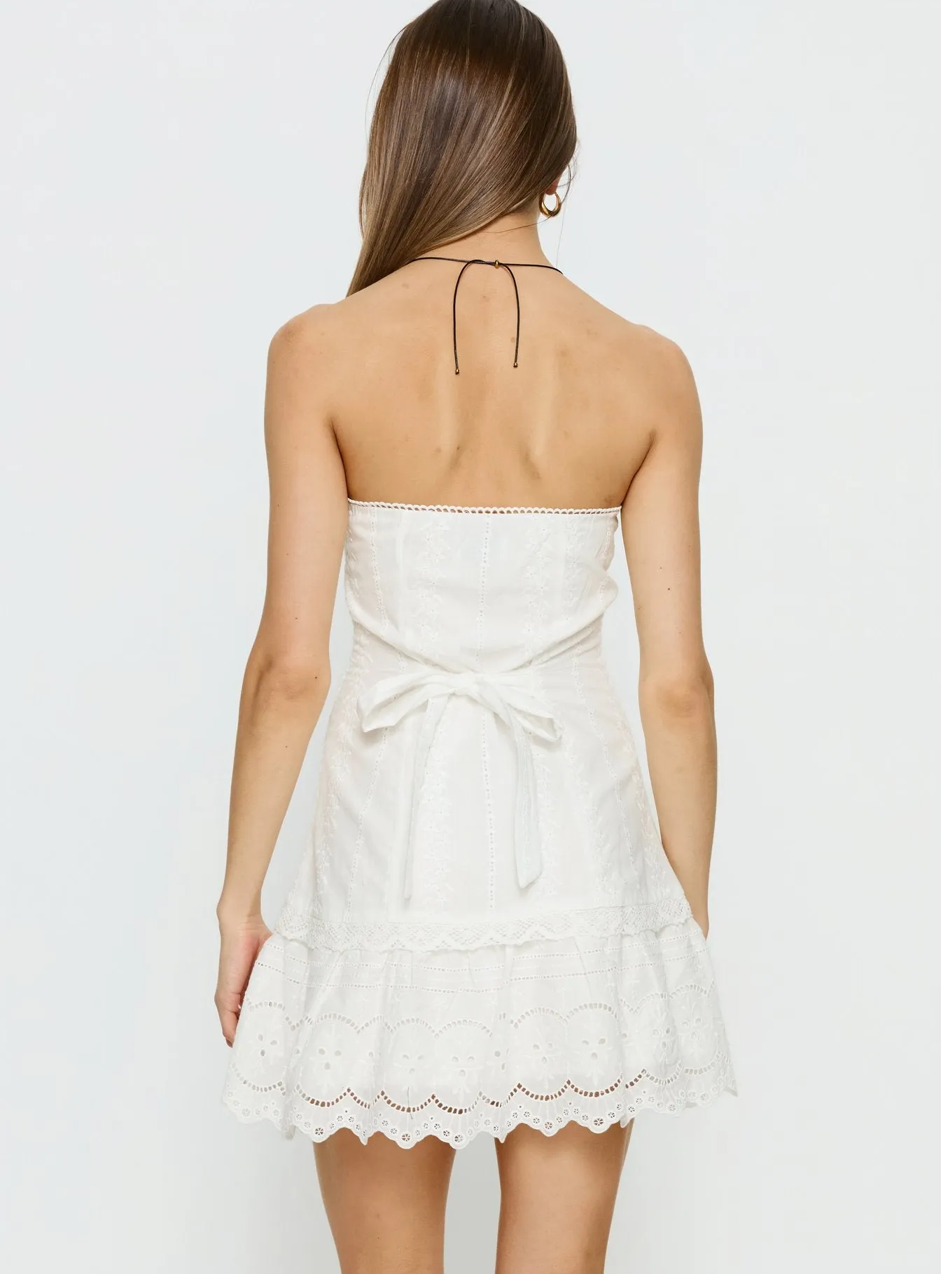 Analiese Strapless Anglaise Mini Dress White sold by Princess Polly product image thumbnail 5