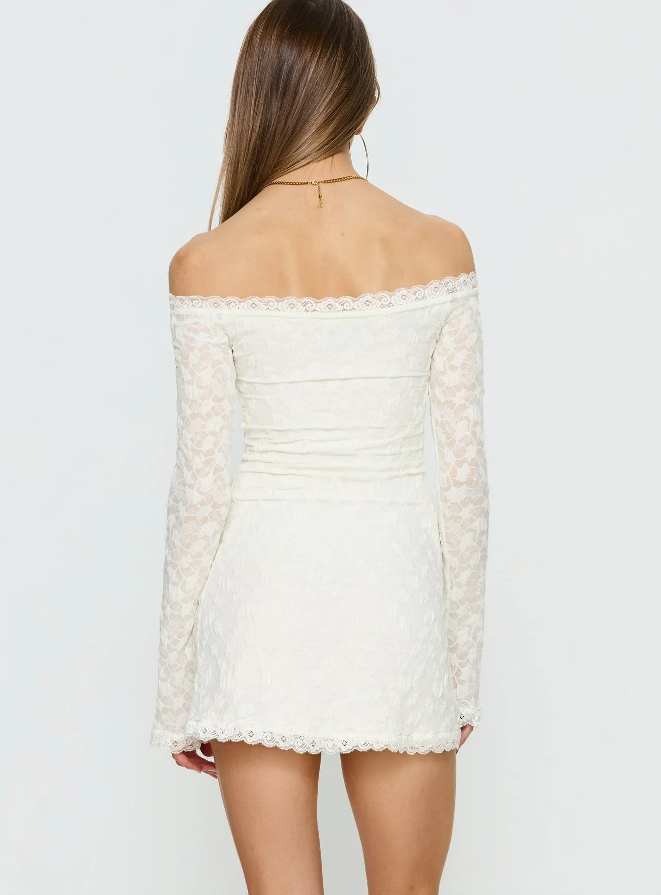 Avenues Long Sleeve Lace Mini Dress White sold by Princess Polly product image thumbnail 5