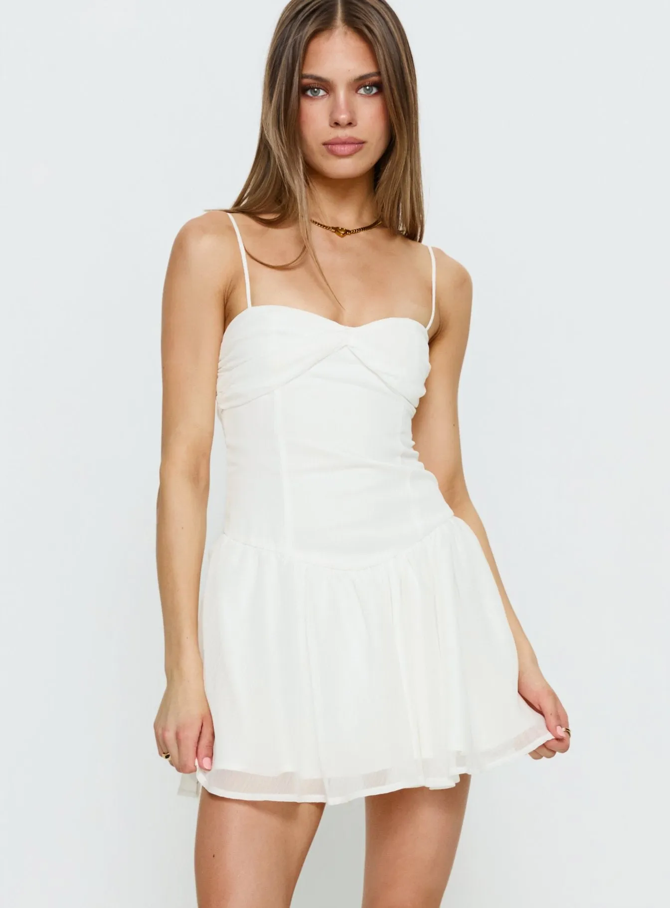 So At Peace Sweetheart Drop Waist Mini Dress White sold by Princess Polly product image thumbnail 2