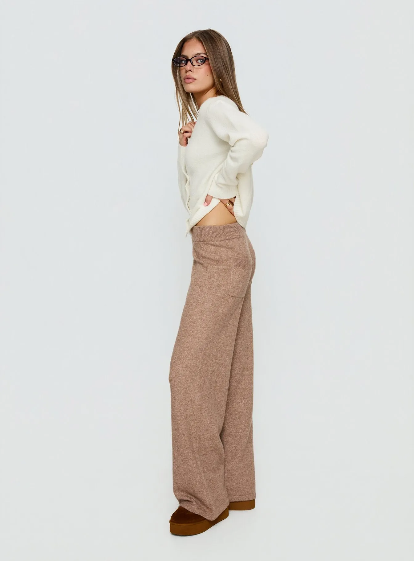 Bekki Wide Leg Knit Pant Mocha sold by Princess Polly product image thumbnail 4