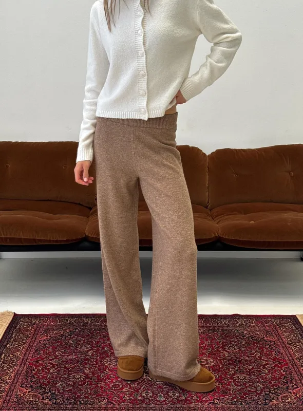Bekki Wide Leg Knit Pant Mocha sold by Princess Polly