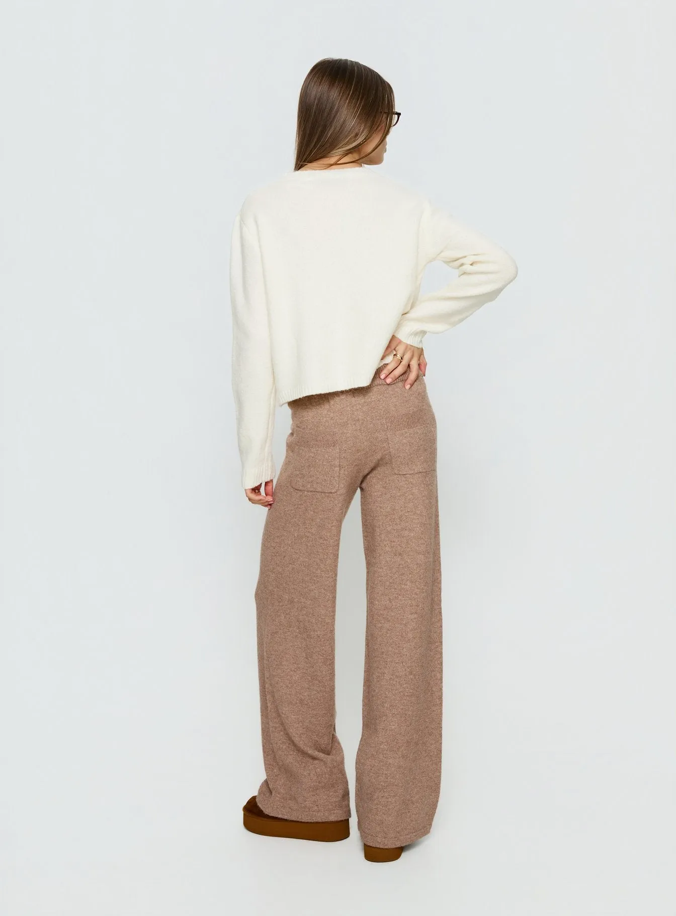 Bekki Wide Leg Knit Pant Mocha sold by Princess Polly product image thumbnail 5