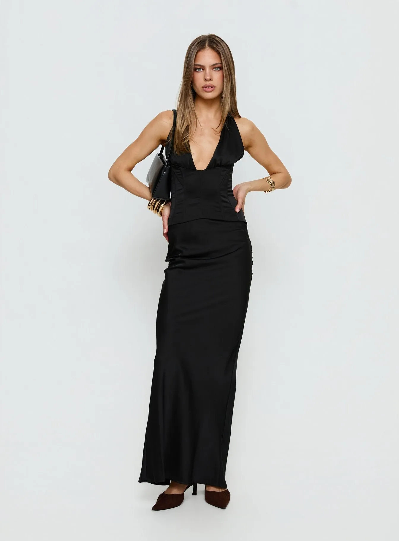 In A Trance Halter Corset Maxi Dress Black sold by Princess Polly product image thumbnail 3