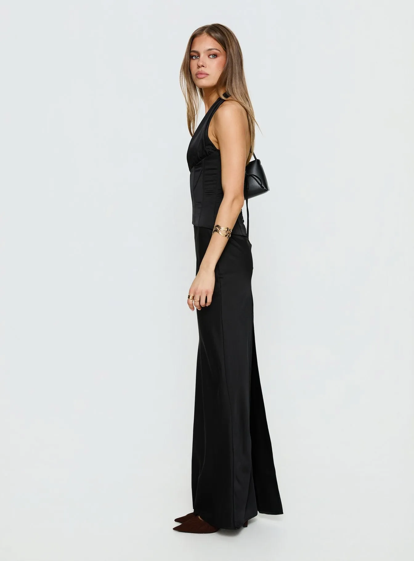 In A Trance Halter Corset Maxi Dress Black sold by Princess Polly product image thumbnail 4