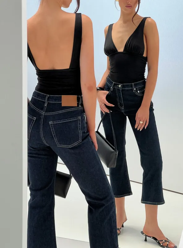 Cindee High Rise Cropped Jeans Raw Indigo sold by Princess Polly