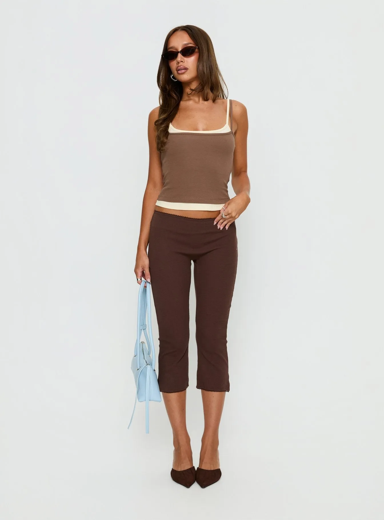 Maeka Layered Jersey Tank Top Brown / Cream sold by Princess Polly product image thumbnail 3