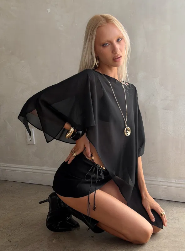 Mairelle Sheer Poncho Black sold by Princess Polly