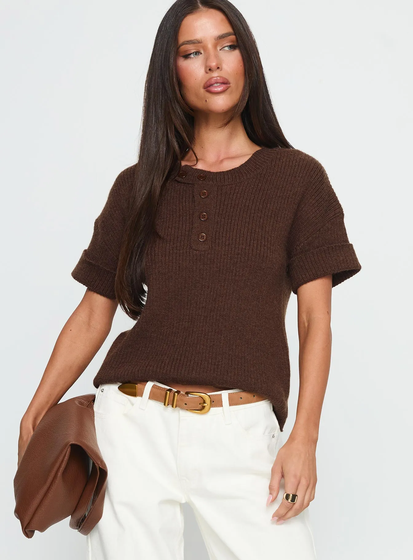 Brandii Button Up Top Chocolate sold by Princess Polly product image thumbnail 2