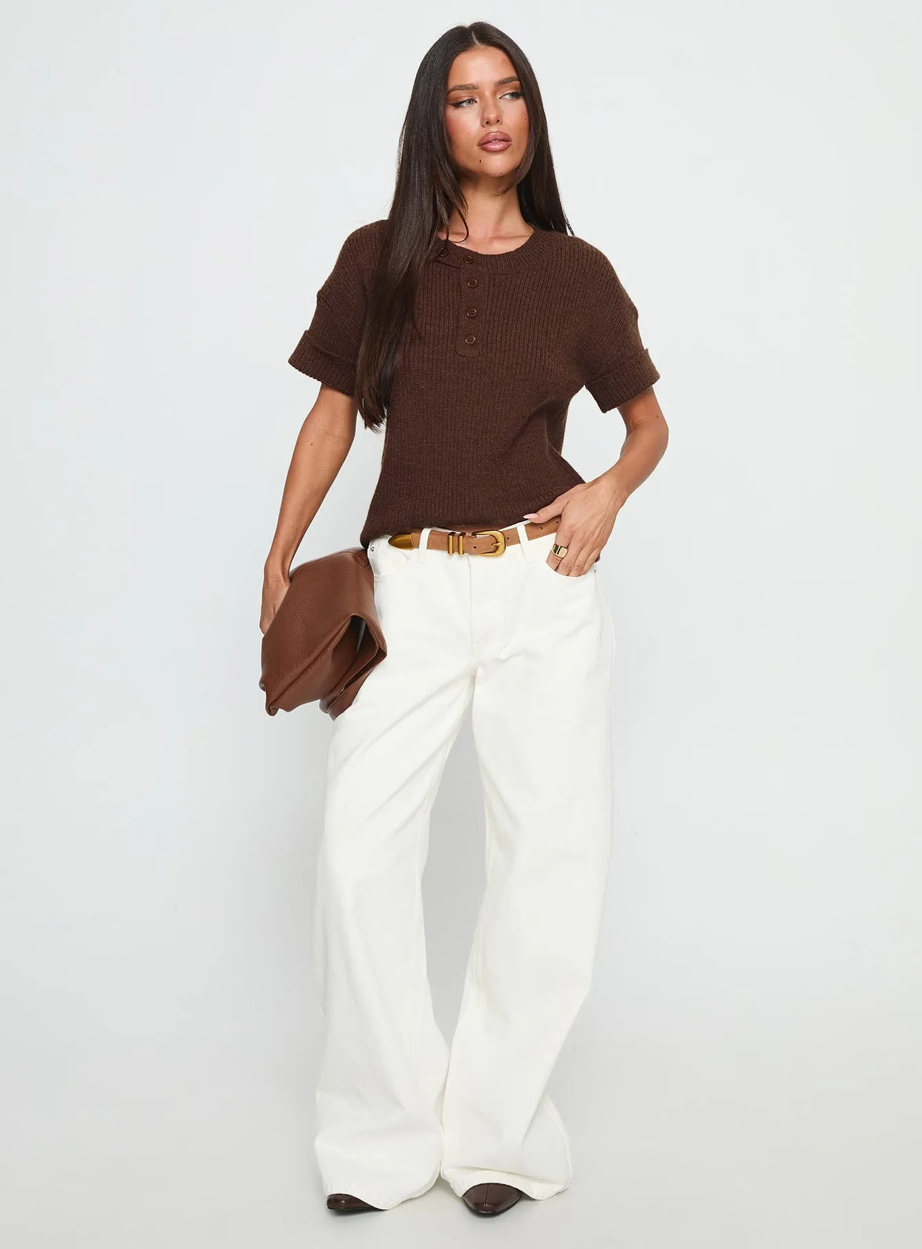 Brandii Button Up Top Chocolate sold by Princess Polly product image thumbnail 3
