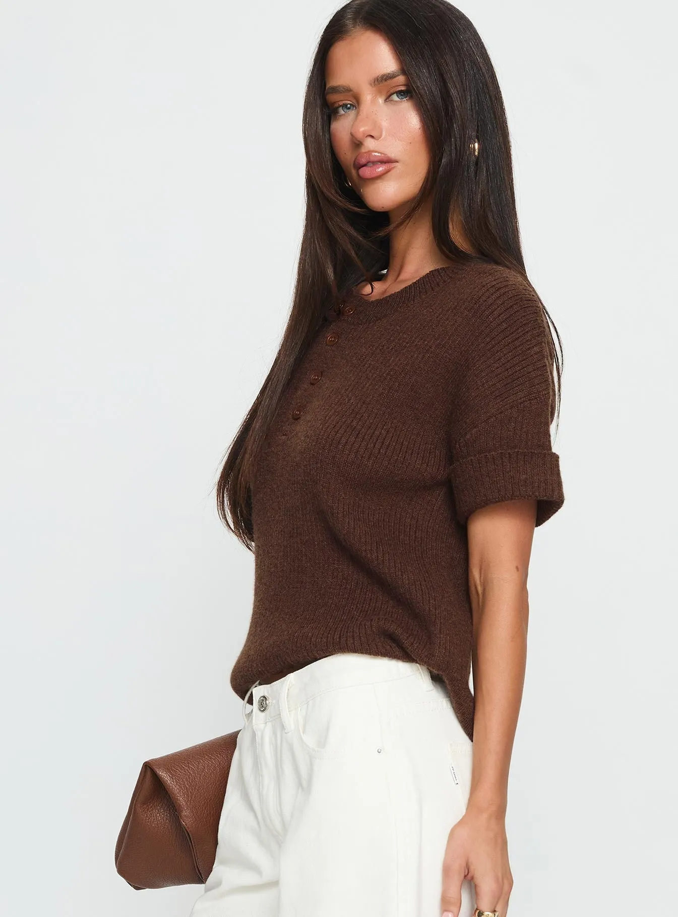 Brandii Button Up Top Chocolate sold by Princess Polly product image thumbnail 4