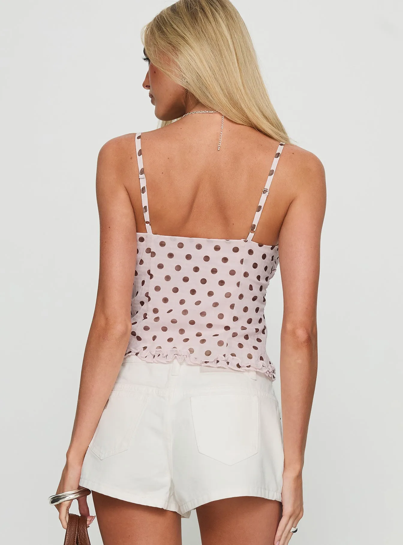 Attley Ruffle Cami Top Pink Polka sold by Princess Polly product image thumbnail 5