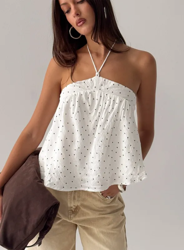 Moonlit Top White Polka sold by Princess Polly
