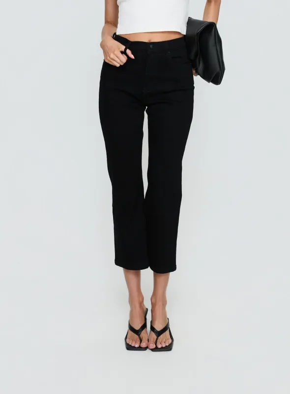 Cindee High Rise Cropped Jeans Jet Black sold by Princess Polly
