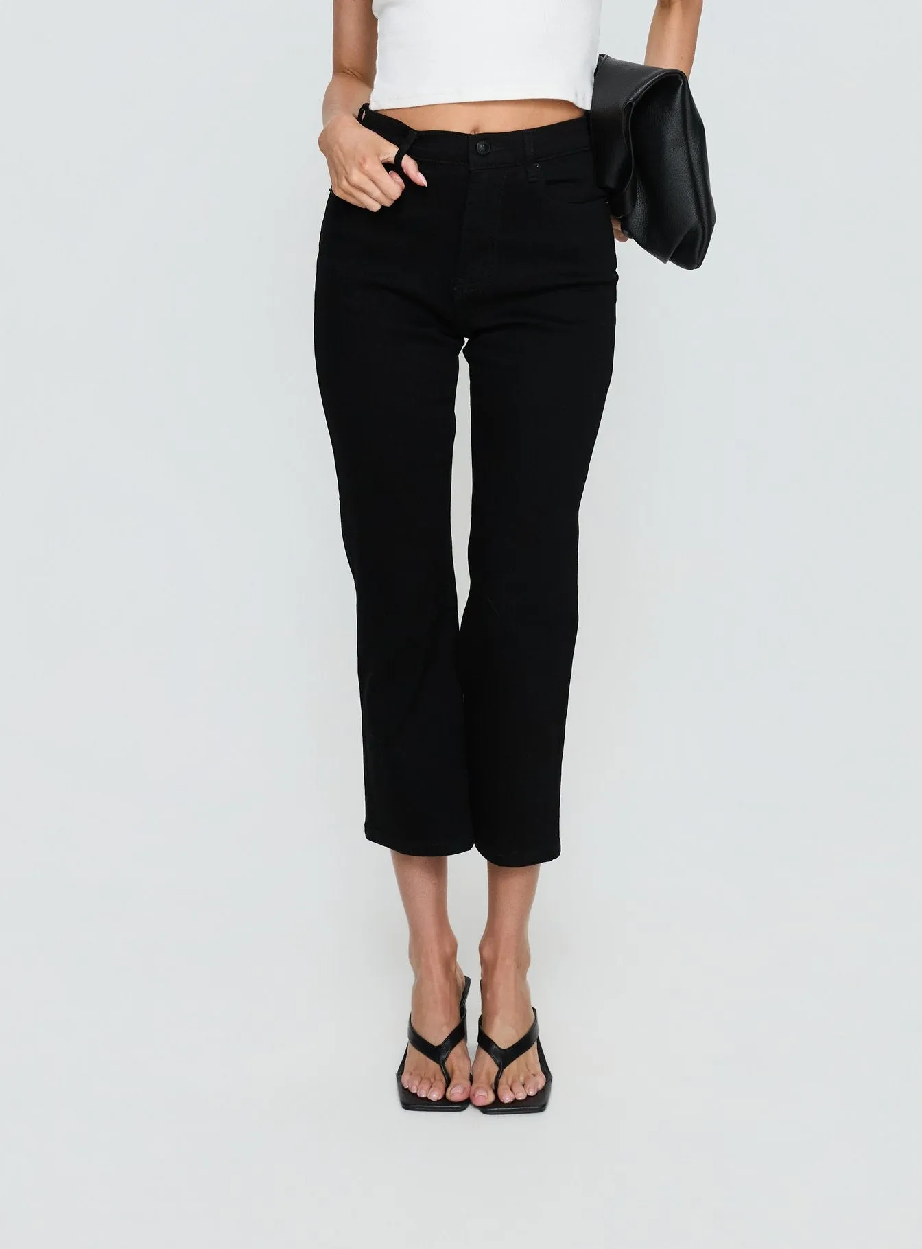 Cindee High Rise Cropped Jeans Jet Black sold by Princess Polly