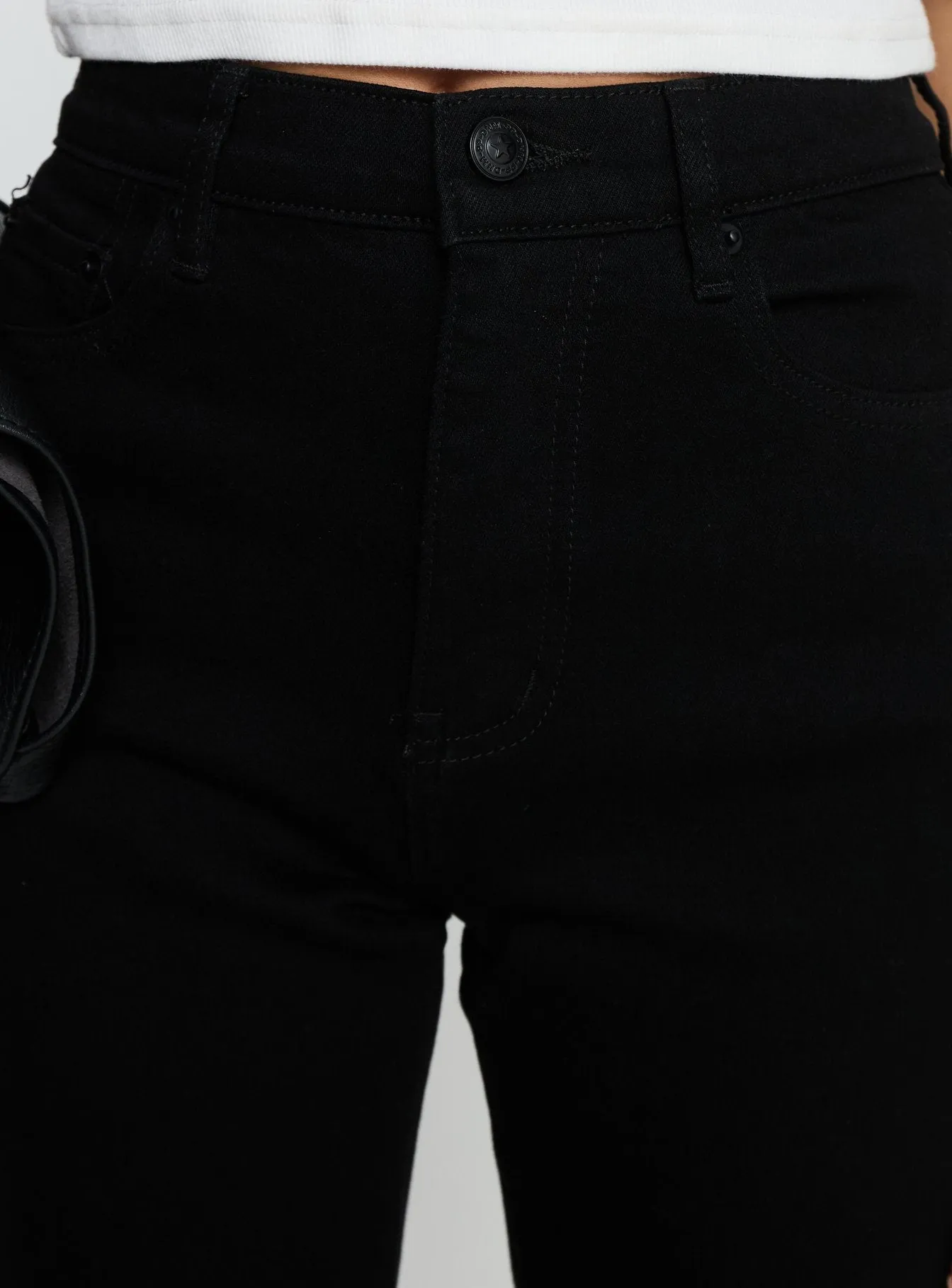 Cindee High Rise Cropped Jeans Jet Black sold by Princess Polly product image thumbnail 5