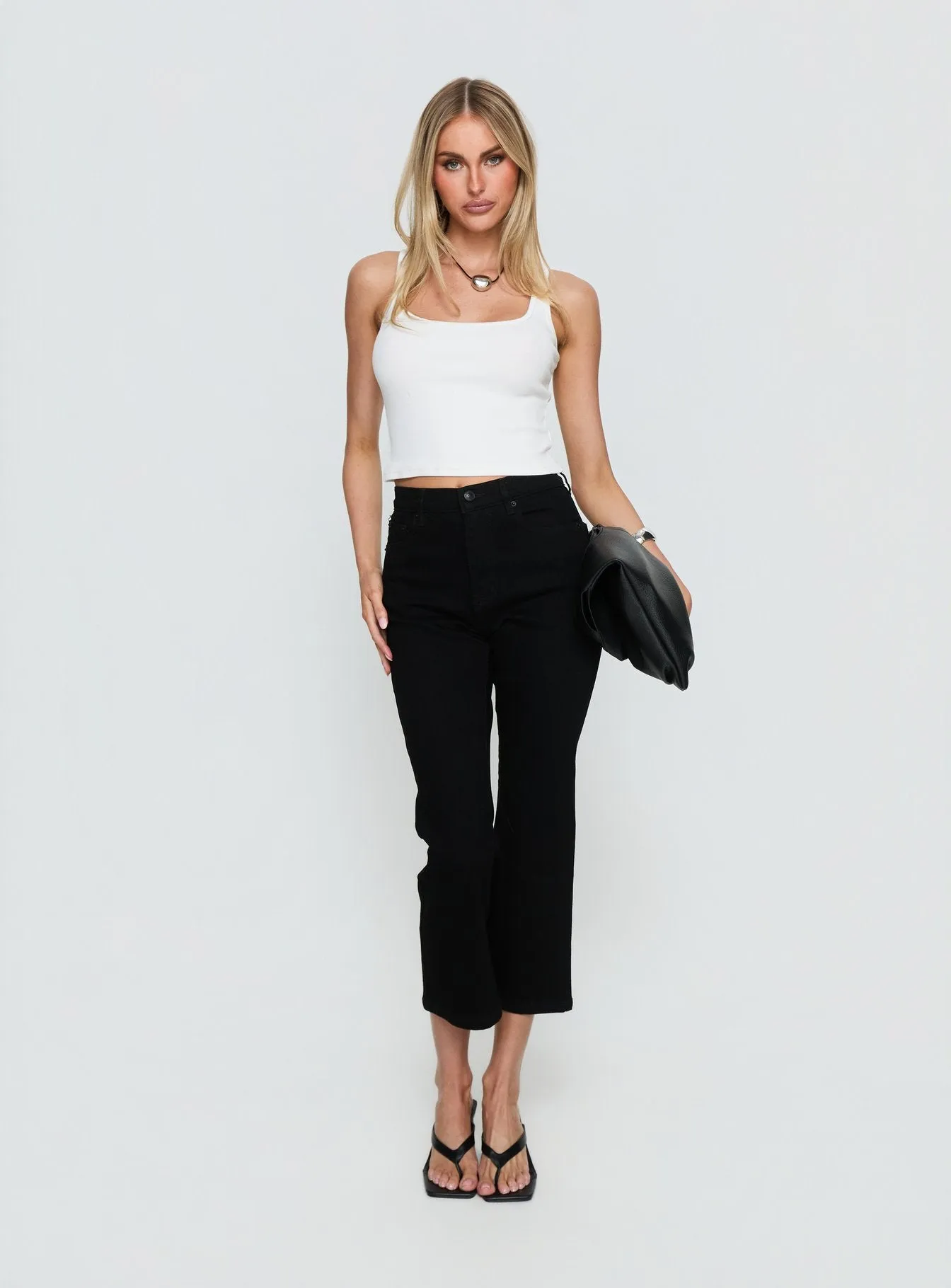 Cindee High Rise Cropped Jeans Jet Black sold by Princess Polly product image thumbnail 2
