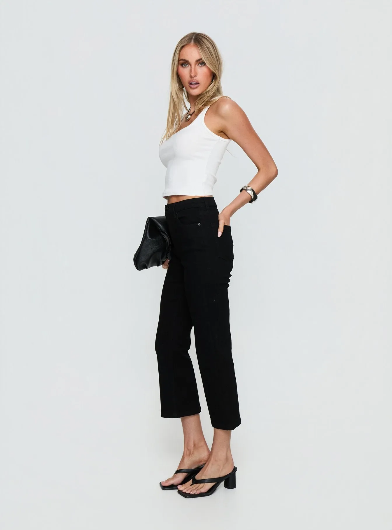 Cindee High Rise Cropped Jeans Jet Black sold by Princess Polly product image thumbnail 3