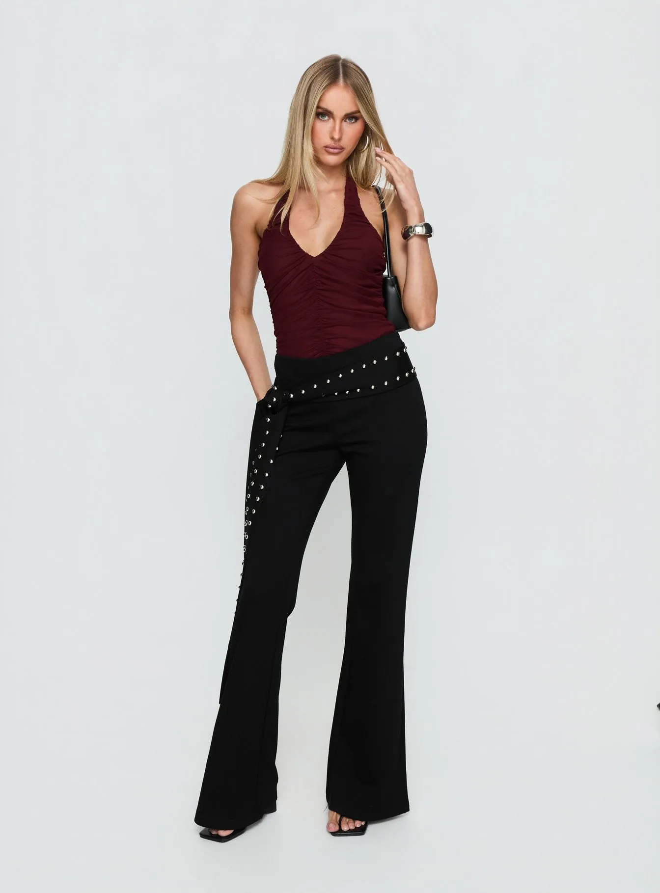 Eye Candy Ruched Bodysuit Burgundy sold by Princess Polly product image thumbnail 2