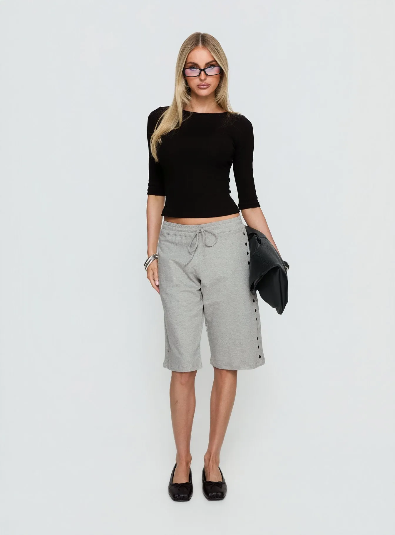 Kether Longline Basketball Studs Short Grey Marle sold by Princess Polly