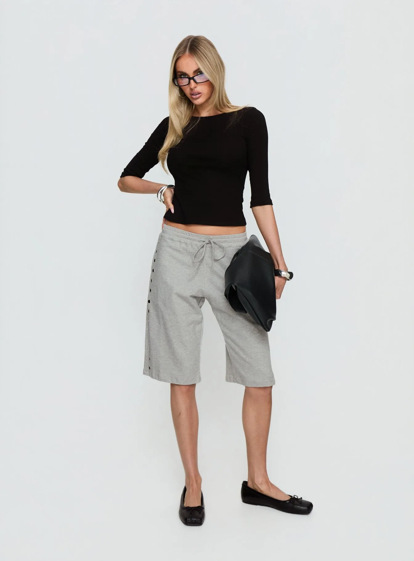 Kether Longline Basketball Studs Short Grey Marle sold by Princess Polly product image thumbnail 2