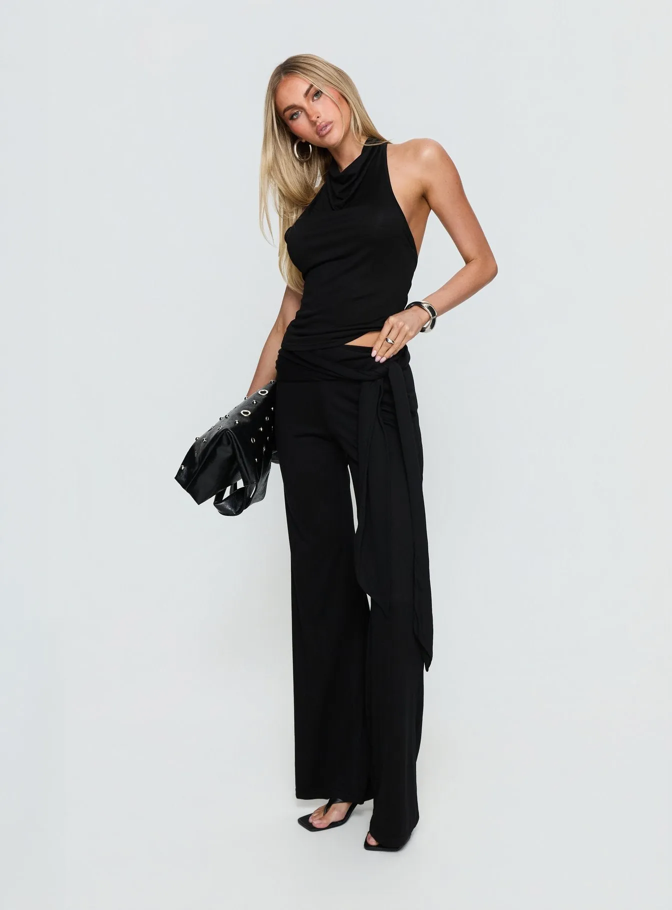 Katiana Wrap Jersey Pants Black sold by Princess Polly product image thumbnail 4