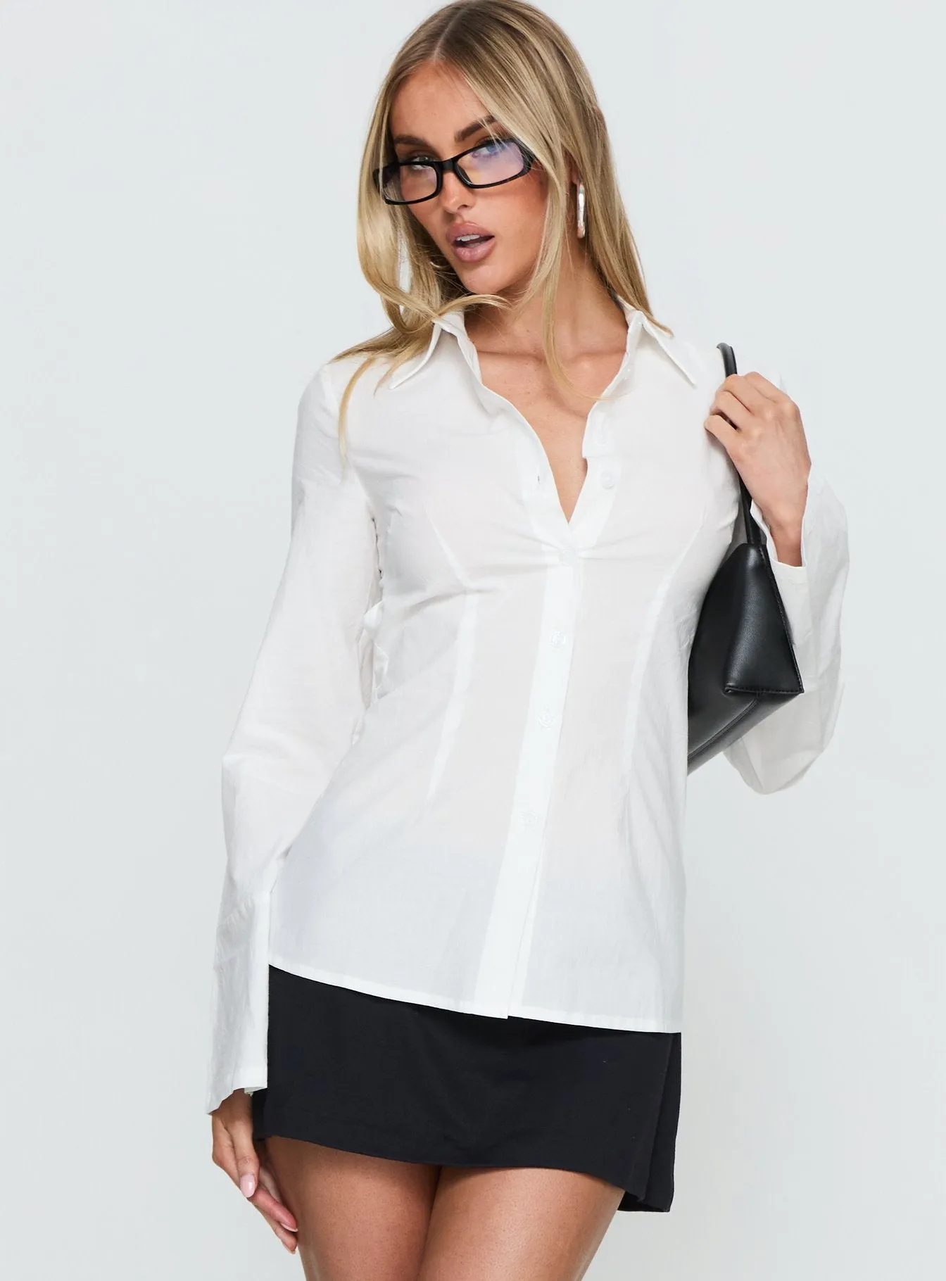 Lesper Long Sleeve Tie Back Top White sold by Princess Polly product image thumbnail 2