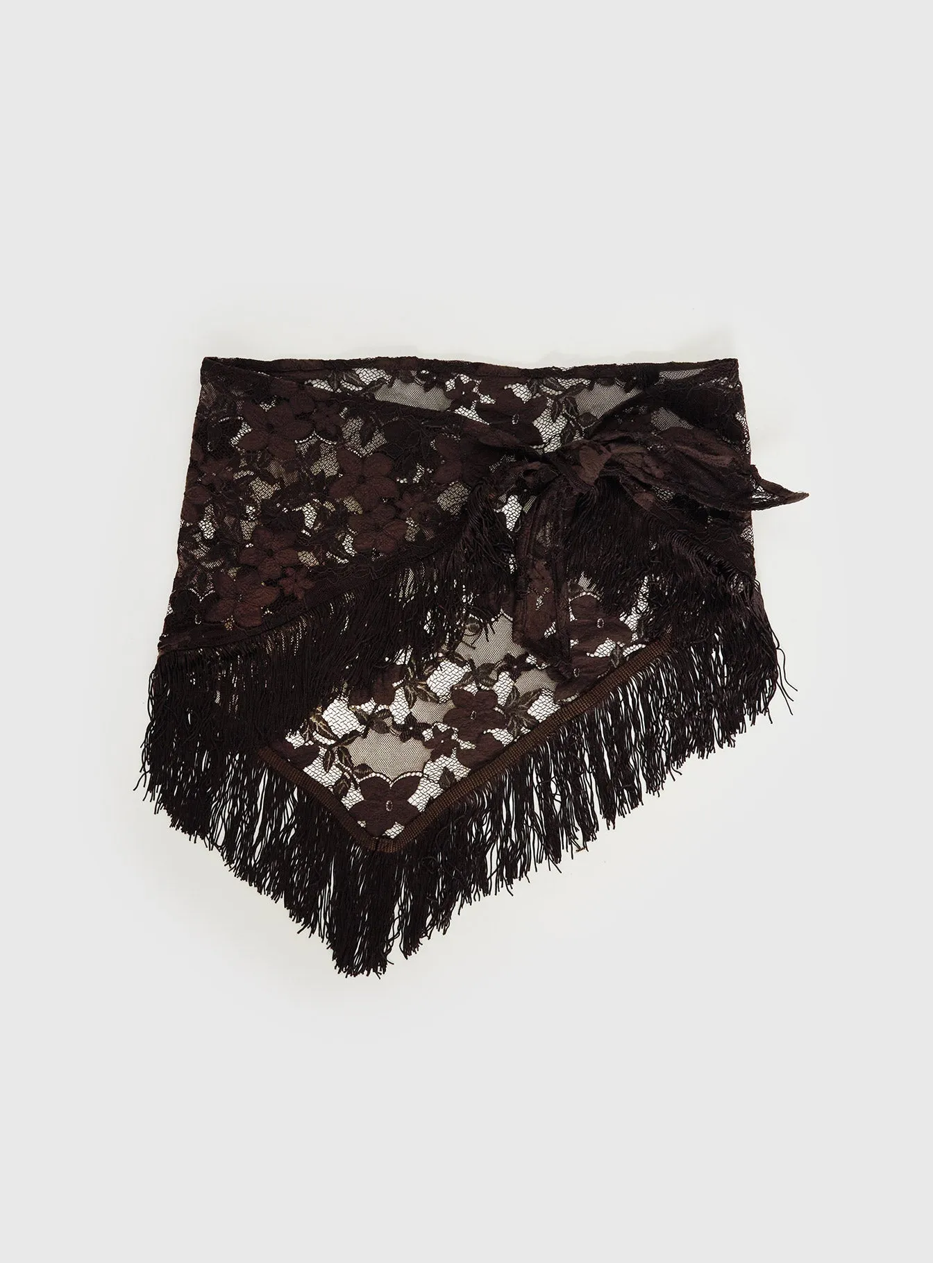 Elizebeth Tie Waist Tassel Belt Chocolate sold by Princess Polly product image thumbnail 2