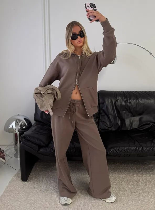 All Day Straight Leg Sweatpants Mocha sold by Princess Polly