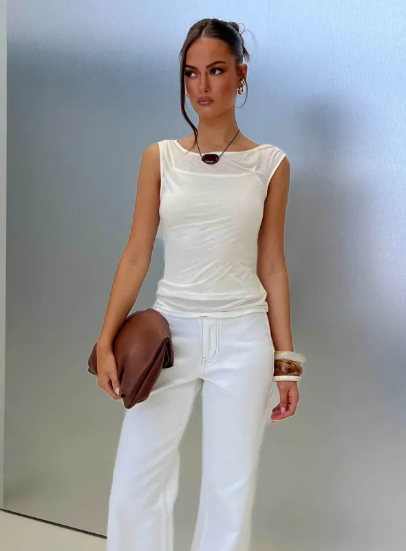 Skaia Layered Sheer Top Cream sold by Princess Polly